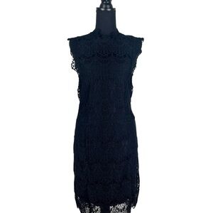 Free People Intimately Black Lace‎ Open Back Mini Dress Size L